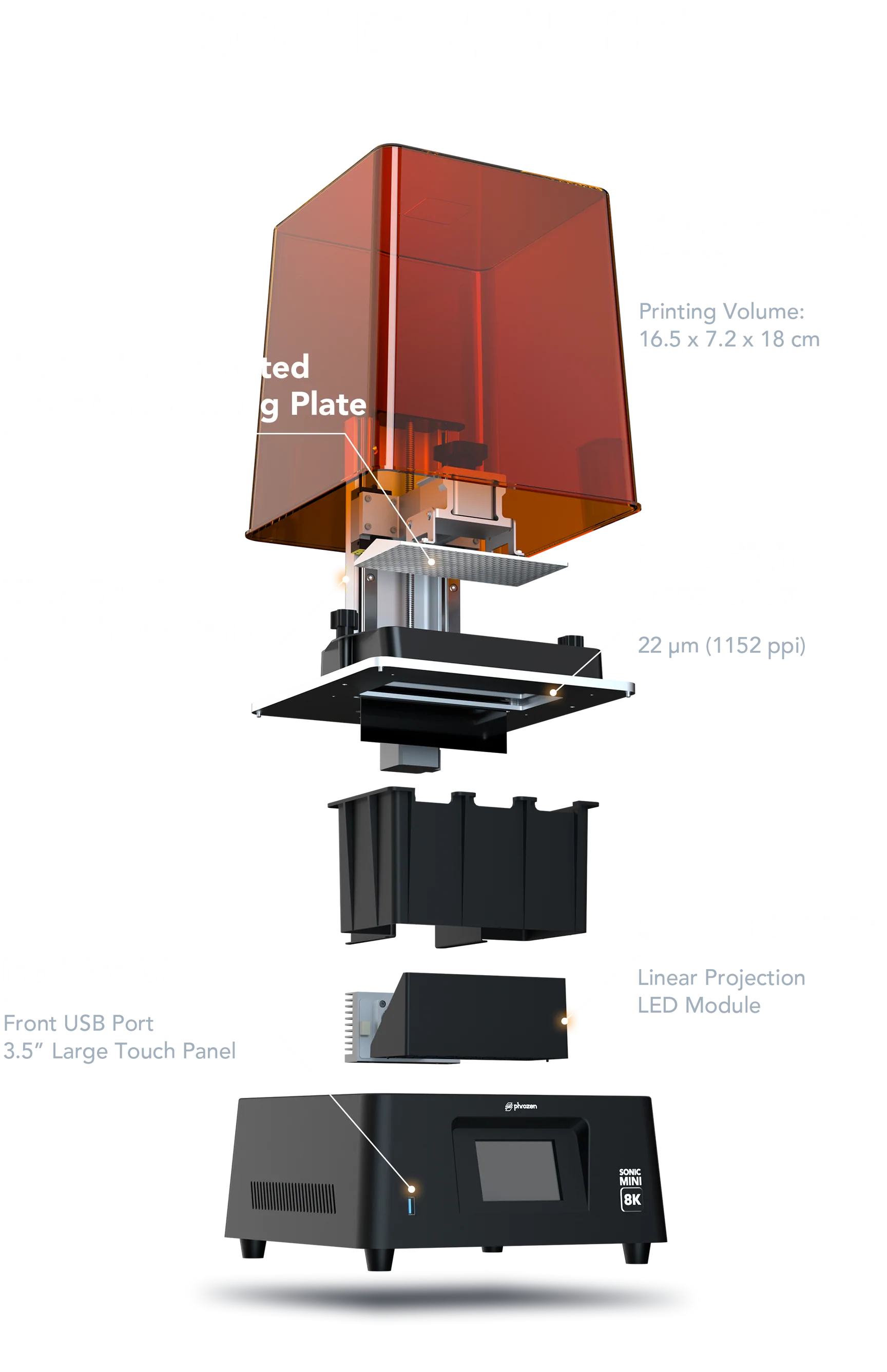 Phrozen Sonic Mini 8K 3D Printer technical specifications